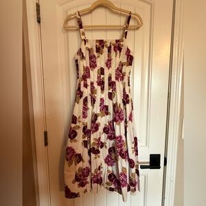 ANTONIO MELANI Cream Dress with Purple and Brown Floral Design